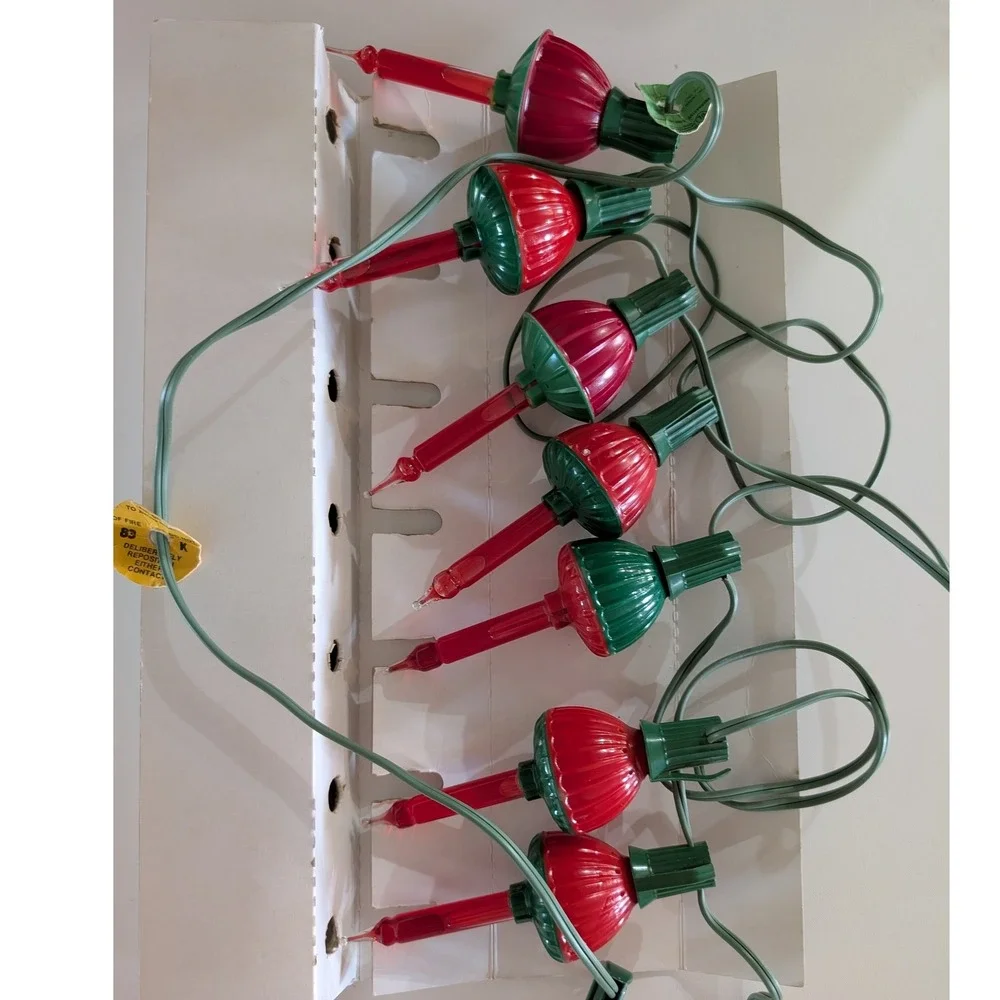 Vintage Noma Bubble Lites 2 Sets 7 Lights Each Red Green Yellow MCM Christmas